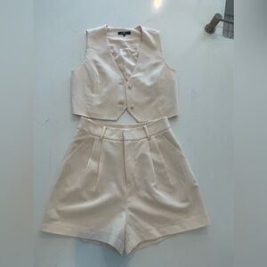 7 For All Mankind shorts and vest set, size small, cream
